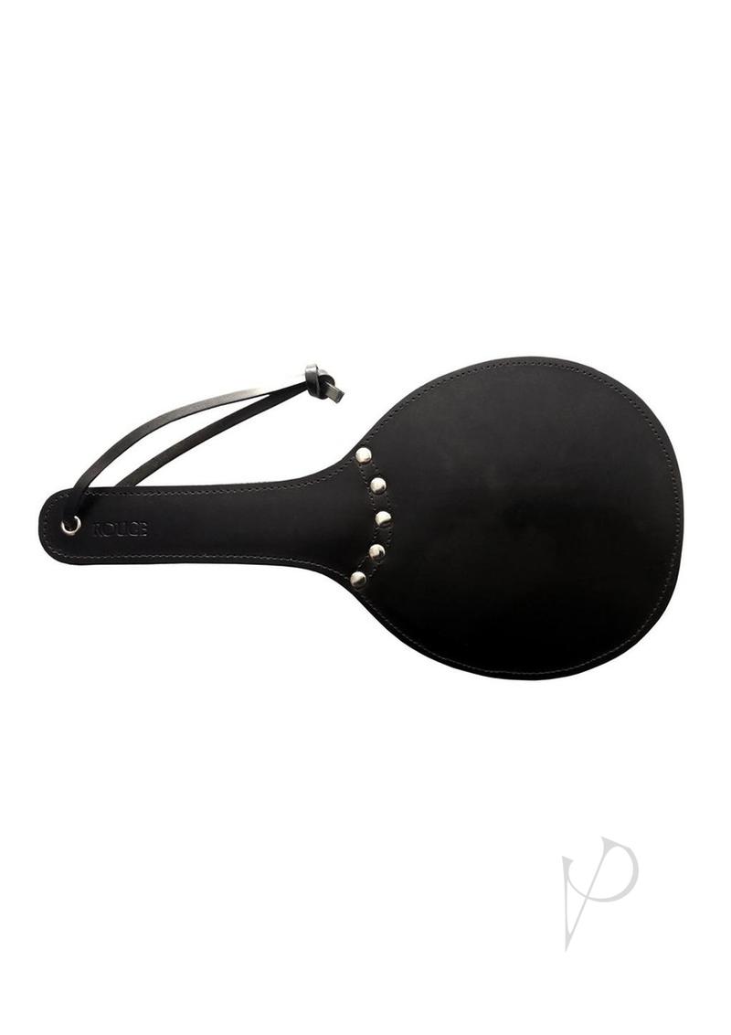 Rouge Padded Leather Ping Pong Paddle Red Black with sleek black design and decorative studs.