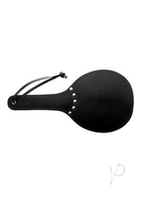 Rouge Padded Leather Ping Pong Paddle Red Black with sleek black design and decorative studs.