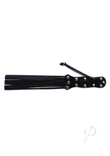 Rouge Leather Spiral Paddle Black featuring a sleek black design with leather strips and decorative metal rivets.