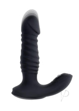 Zero Tolerance Striker Thrusting Anal Vibrator Black with ribbed shaft and perineum tapping base.