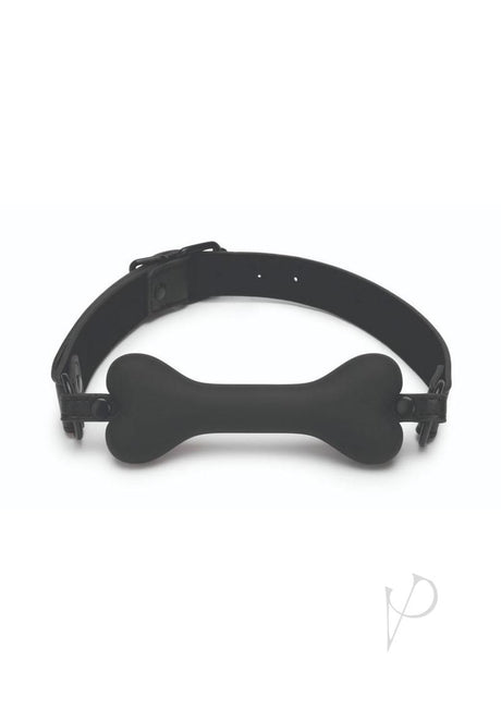 Prowler RED Bone Shaped Silicone Ball Gag Black on a black strap for playful restraint play.