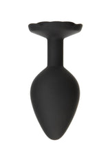 Roses Til Dawn Silicone Butt Plug Medium Black, flower-shaped, flexible design for satisfying sensations.