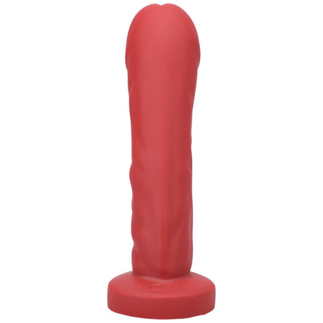 Tantus Grind Silicone Dildo True Blood Red offering a lifelike sensation and satisfying fullness for pleasure.