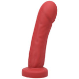 Tantus Grind Silicone Dildo True Blood Red showcased in a lifelike design with a robust head and flowing shaft.