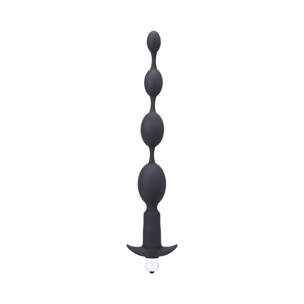 Tantus Vibrating Progressive Beads Anal Plug Onyx, featuring four graduated beads for ultimate anal pleasure.