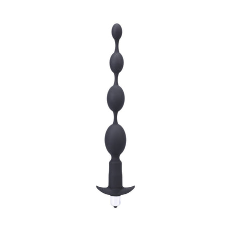 Tantus Vibrating Progressive Beads Anal Plug Onyx, featuring four graduated beads for ultimate anal pleasure.
