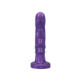 Tantus Tsunami Vibrating G-spot Silicone Dildo Lavender showcasing its beautiful design and sculpted waves for stimulation.