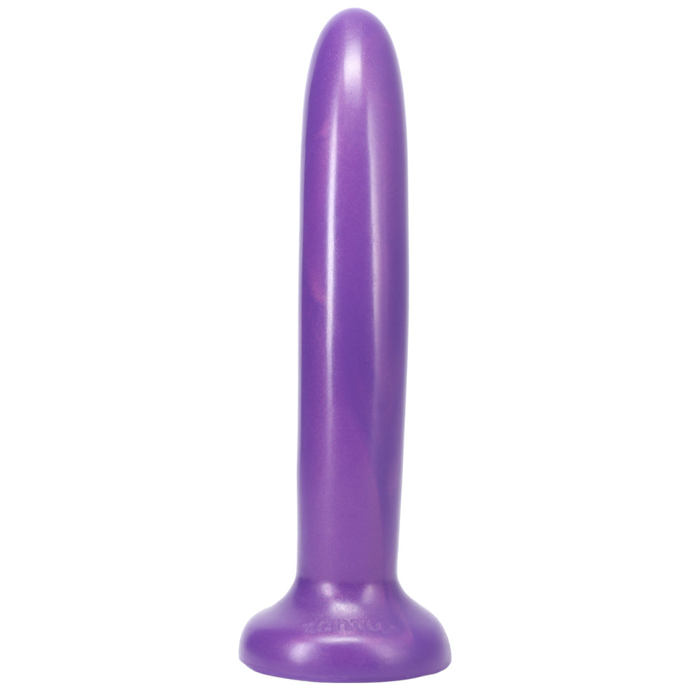 Tantus Leisure Vibrating Dildo Amethyst in purple, featuring a smooth shaft and narrow tip for gentle stimulation.
