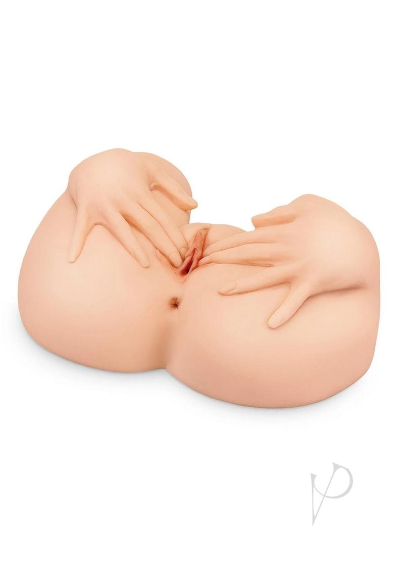 PDX Plus Spread My Tight Pussy Masturbator Vanilla with realistic hands and detailed design.