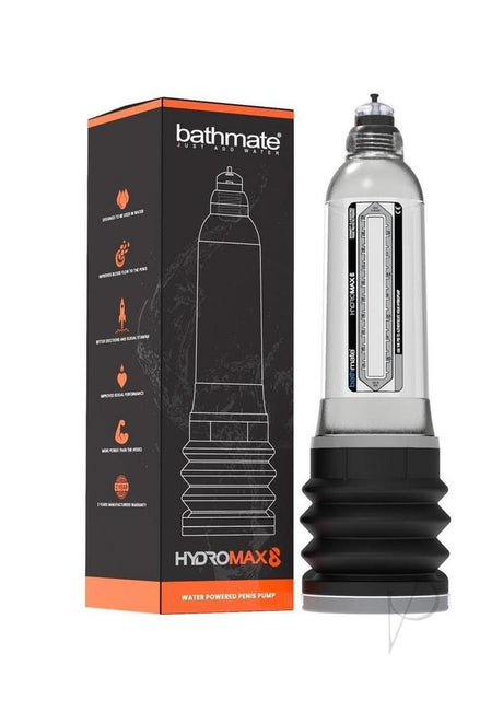 Bathmate Hydromax8 Penis Pump Clear, a water-powered vacuum device for enhanced results in men's health.