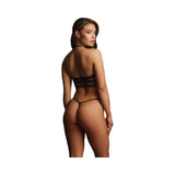 Shots Le Desir Bliss Strappy Fishnet Halter Top Black O/S