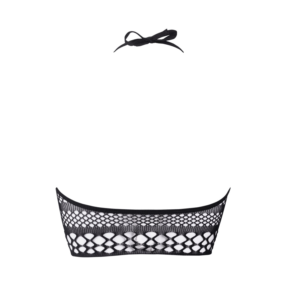 Shots Le Desir Bliss Strappy Fishnet Halter Top Black O/S