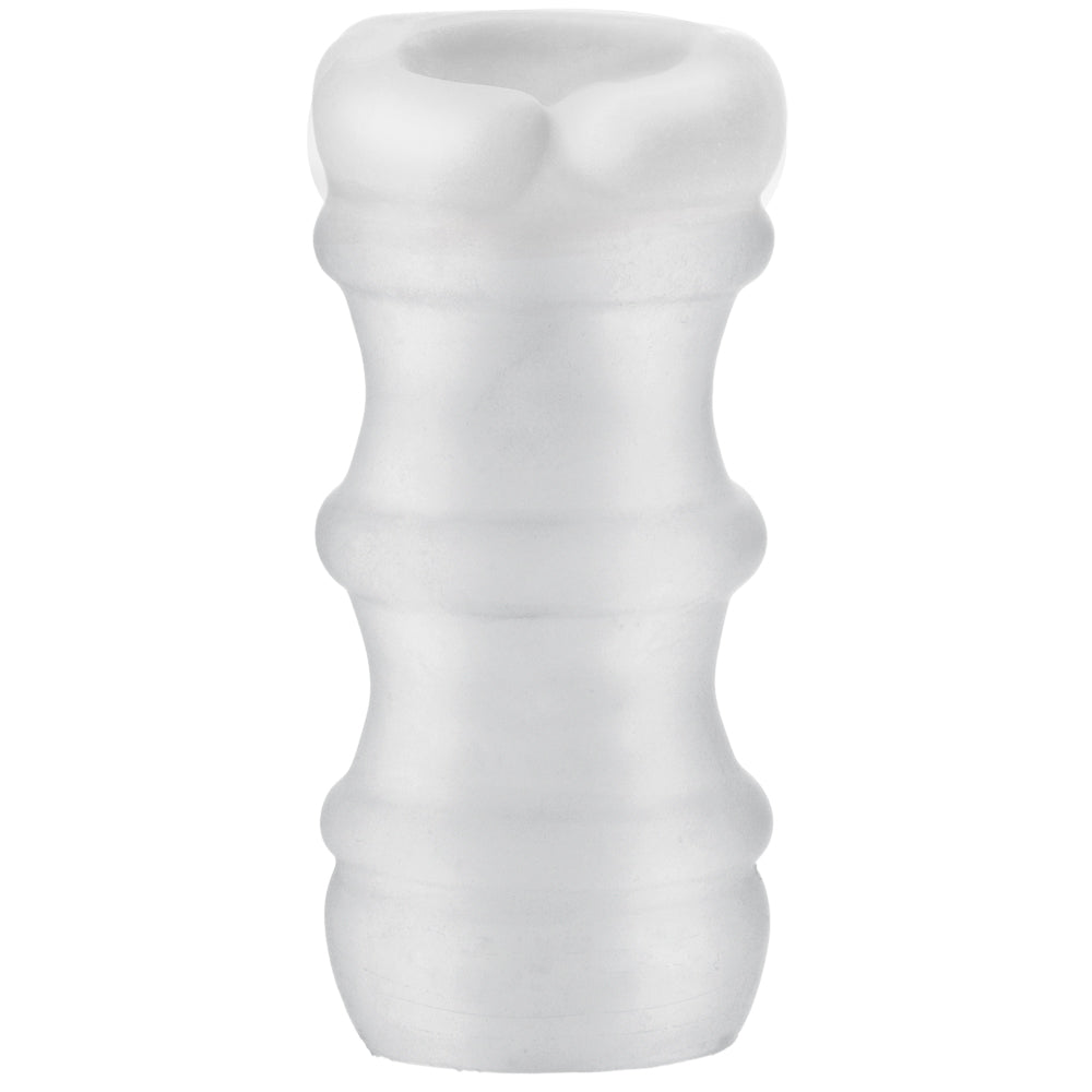 Mood Ultraskyn Stroker Pleaser Massage Beads Frost soft open-ended stroker from Doc Johnson in frost color.