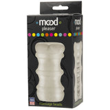 Mood Ultraskyn Stroker Pleaser Massage Beads Frost packaging showcasing soft and stretchy design for enjoyable experiences.