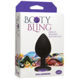Booty Bling Jeweled Silicone Anal Plug Large Purple packaging with purple gem and black silicone design.