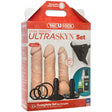 Vac-U-Lock Dual Density Ultraskyn Set Vanilla complete strap-on collection with harness and attachments.