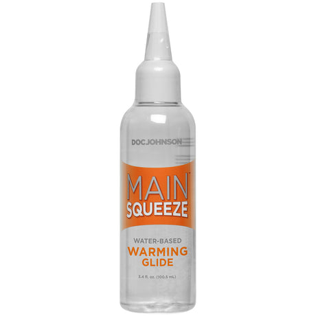 Main Squeeze Warming Water-Based Lubricant 3.4 Oz bottle by Doc Johnson for enhanced intimate experiences.