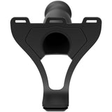 Body Extensions Be Bold Silicone Harness 8 inch Dong Black close-up view of the harness attachment.