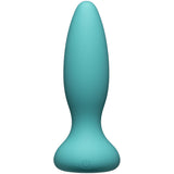 A-Play Thrust Silicone Anal Plug with Remote Teal shown in teal color, featuring a sleek and ergonomic design.