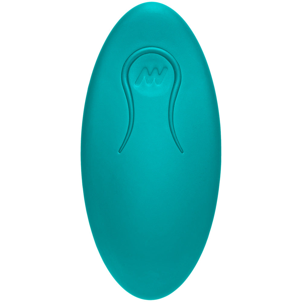 A-Play Thrust Silicone Anal Plug with Remote Teal top view showing its smooth exterior design.