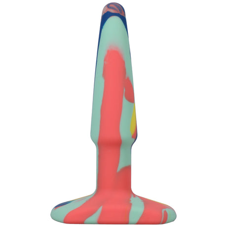 A-Play Groovy Silicone Anal Plug 4 Inch Sunrise in colorful silicone for body-safe play.