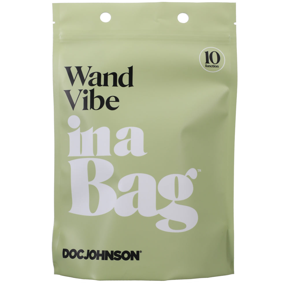 In A Bag Rechargeable Silicone Wand Vibrator Black packaging by Doc Johnson