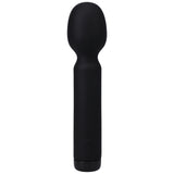 In A Bag Rechargeable Silicone Wand Vibrator Black with smooth black silicone surface and compact design.