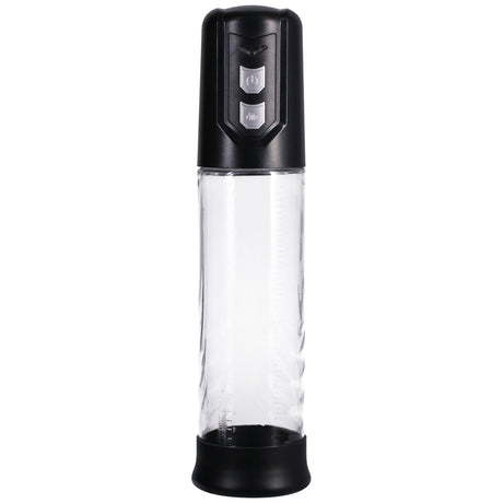 Rock Solid Auto Penis Pump Black Clear - battery-powered pumping system for confidence and enhanced erections, featuring clear cylinder.