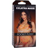 Packaging for Signature Strokers Xxlayna Marie Pocket Pussy Caramel featuring adult star Xxlayna Marie