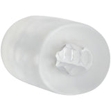 GoodHead Glow Helping Head Mini Stroker Frost Green clear handheld pleasure toy with massage beads.