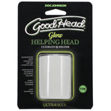 GoodHead Glow Helping Head Mini Stroker Frost Green packaging with details and description of its features.