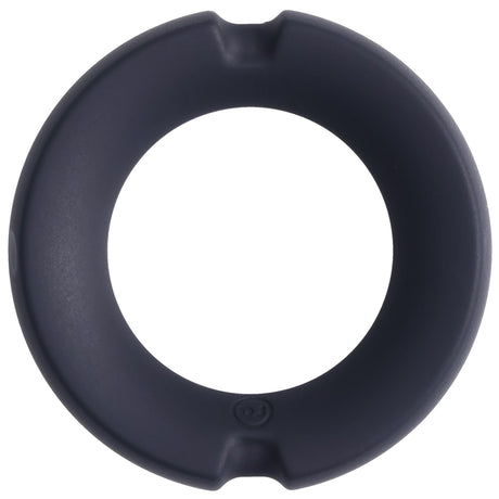 Merci Paradox Silicone Covered Metal Cock Ring 35mm Black showcasing silicone and metal design.