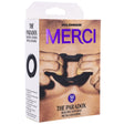 Merci The Paradox Silicone Metal Cock Ring 50mm Black packaging showcasing its design and features.