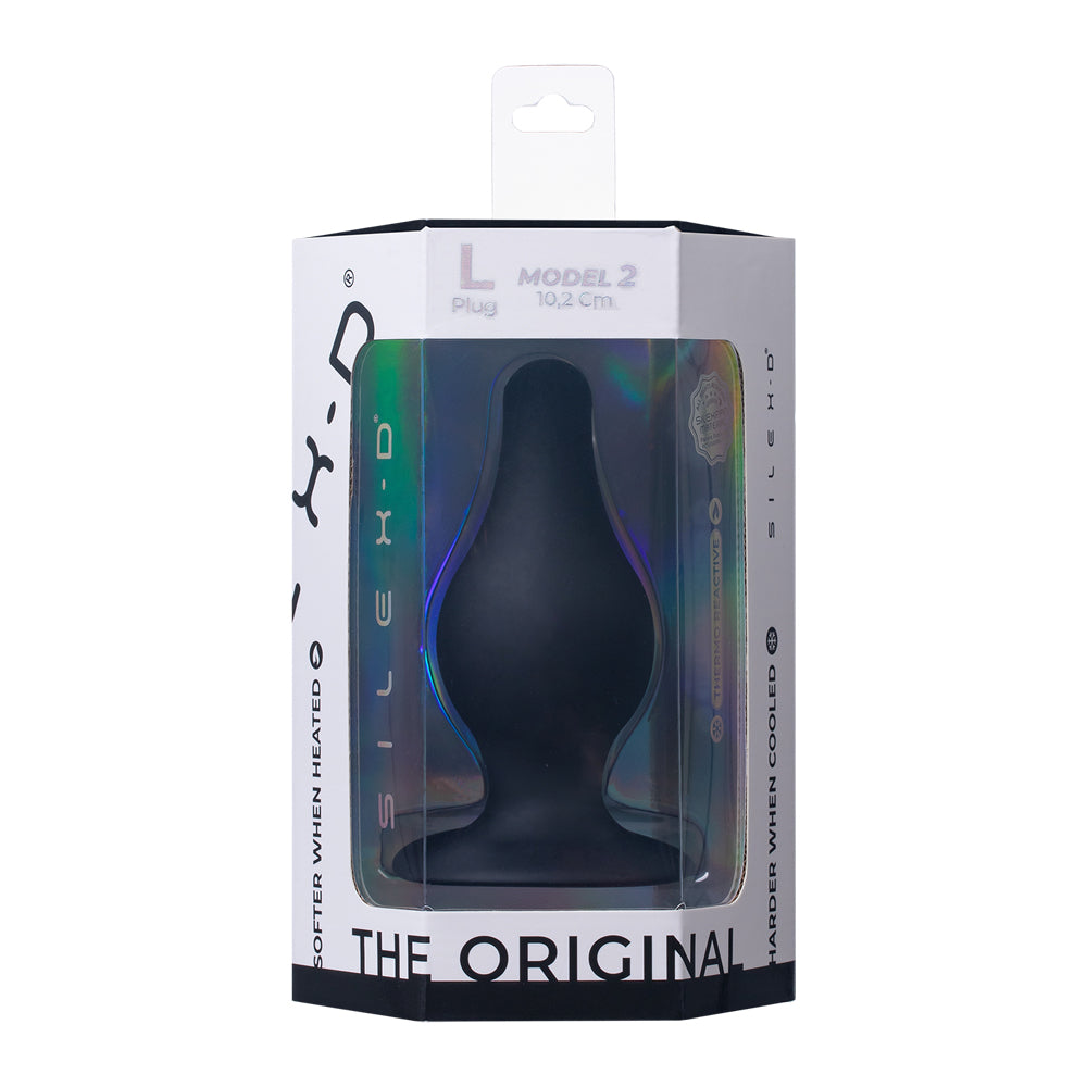 Silex-d The Original Plug Model 2 Dildo 4 inch L Black packaging with product details and design.