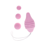 Femintimate Pelvix Silicone Kegel Exerciser Pink with interchangeable weights for pelvic floor strengthening.