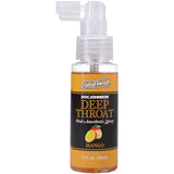 Goodhead Deep Throat Spray Mango 2 Oz bottle for enhanced oral pleasure and comfort.
