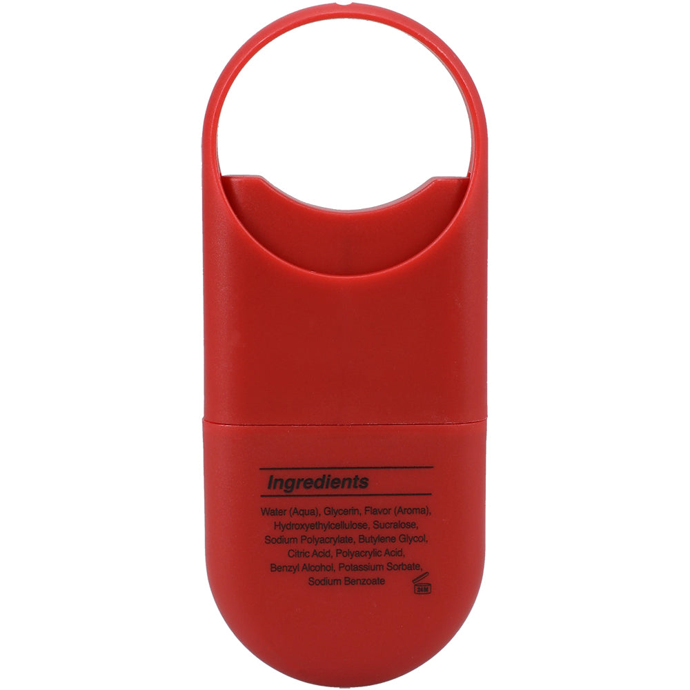GoodHead Juicy Head Dry Mouth Spray Sex on the Beach ingredients list on red packaging.