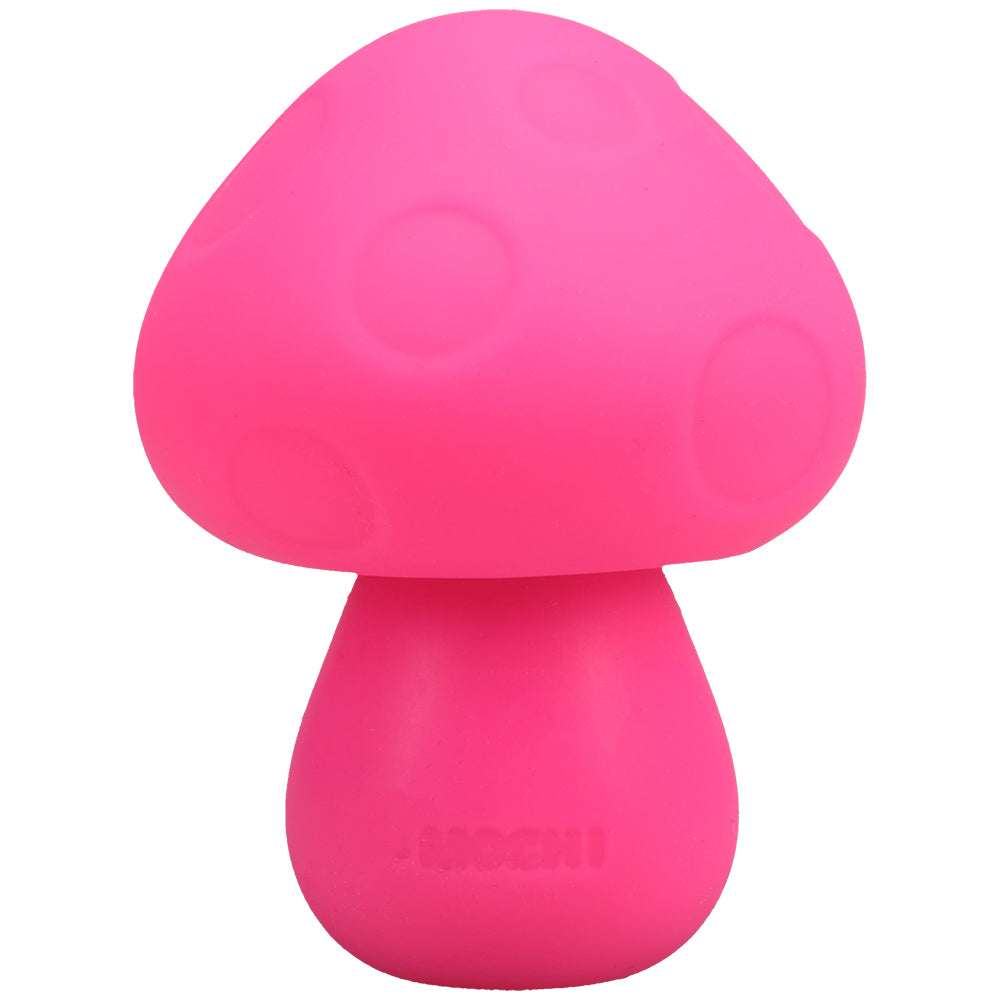 Mochi Mushroom Vibe 10 Function Silicone Vibrator Pink with a rounded tip and a palm-friendly design.