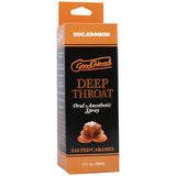 Goodhead Deep Throat Spray Salted Caramel 2 Oz packaging with a delicious caramel design.
