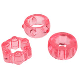 Crystal Jellies Performance Ring Set Pink featuring three chunky textured rings for enhanced stimulation.