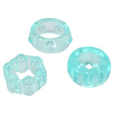 Crystal Jellies Performance Ring Set Teal featuring three unique textured rings for enhanced stimulation.