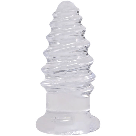 Crystal Jellies Anal Twist 5 Inch Clear, a flexible anal toy with ridges for enhanced stimulation.