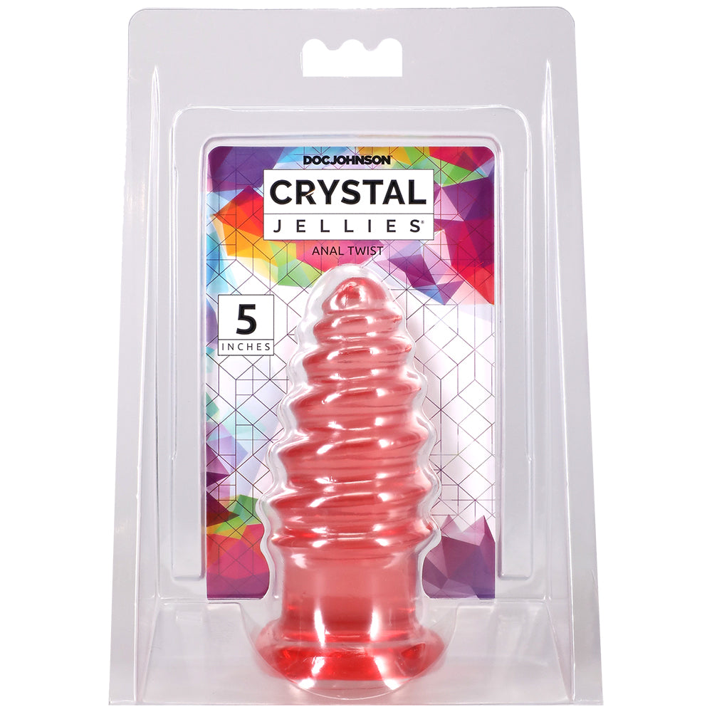 Crystal Jellies Anal Twist 5 Inch Pink by Doc Johnson in packaging for anal play.