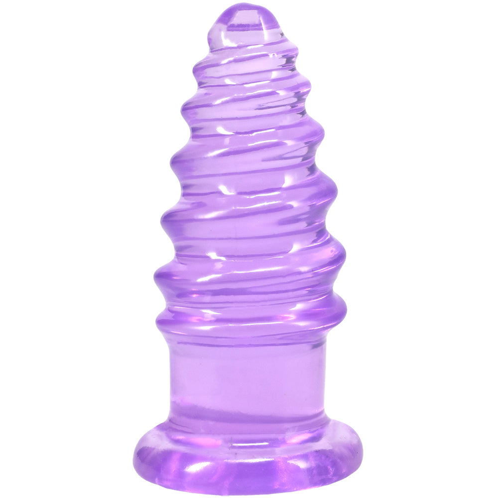 Crystal Jellies Anal Twist 5 Inch Purple, soft and flexible anal toy with ridges for pleasurable stimulation.