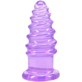 Crystal Jellies Anal Twist 5 Inch Purple, soft and flexible anal toy with ridges for pleasurable stimulation.