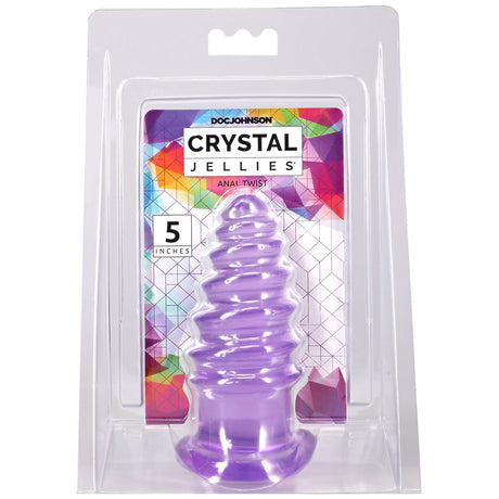 Crystal Jellies Anal Twist 5 Inch Purple in packaging, designed for comfortable anal stimulation.