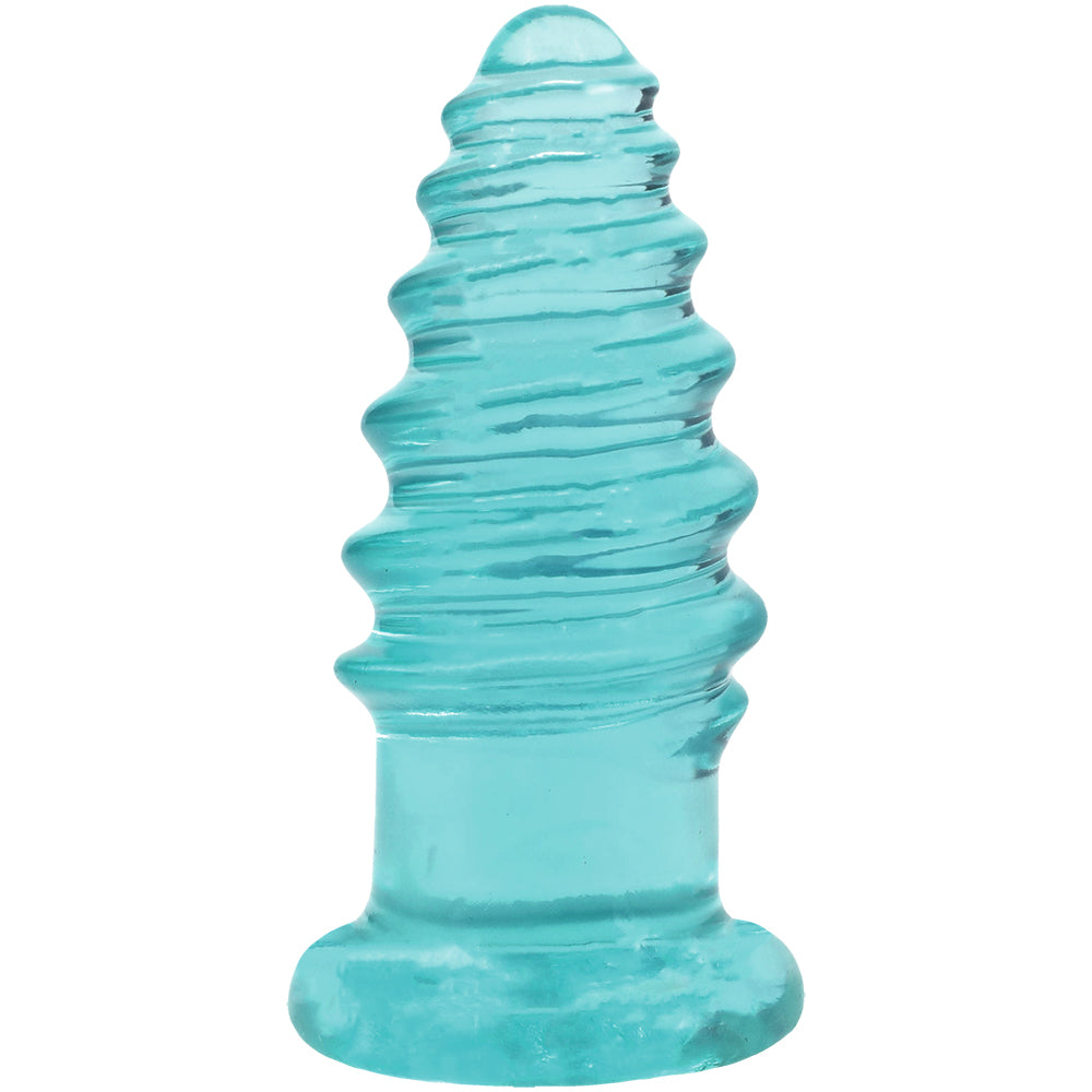 Crystal Jellies Anal Twist 5 Inch Teal, soft and flexible erotic tool designed for anal play with sculpted ridges.