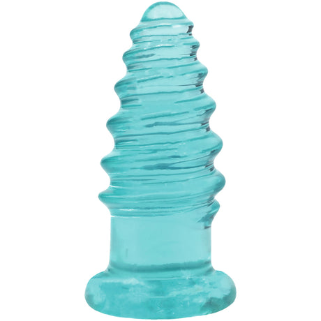 Crystal Jellies Anal Twist 5 Inch Teal, soft and flexible erotic tool designed for anal play with sculpted ridges.