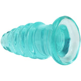Crystal Jellies Anal Twist 5 Inch Teal showing its vibrant teal color and sculpted ridges for enhanced stimulation.