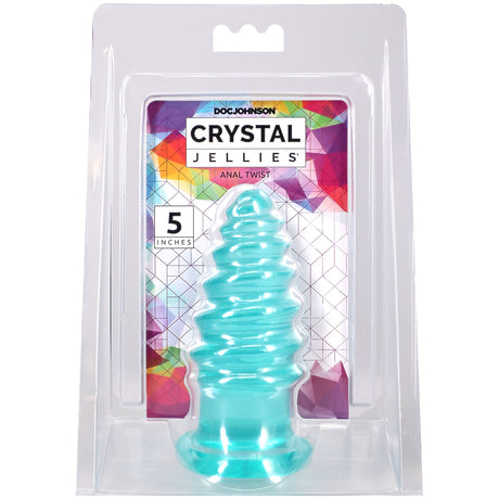 Crystal Jellies Anal Twist 5 Inch Teal packaging showcasing its textured design and soft material for anal play.